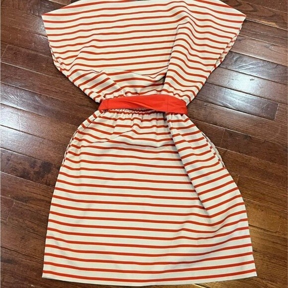Jessica Howard tan and red belted dress with pockets size 6P - Picture 3 of 8